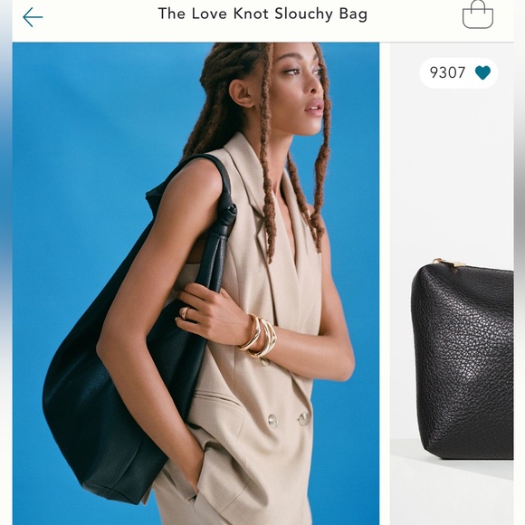 Anthropologie Black Leather Knot-Top Shoulder Bag - Picture 2 of 8